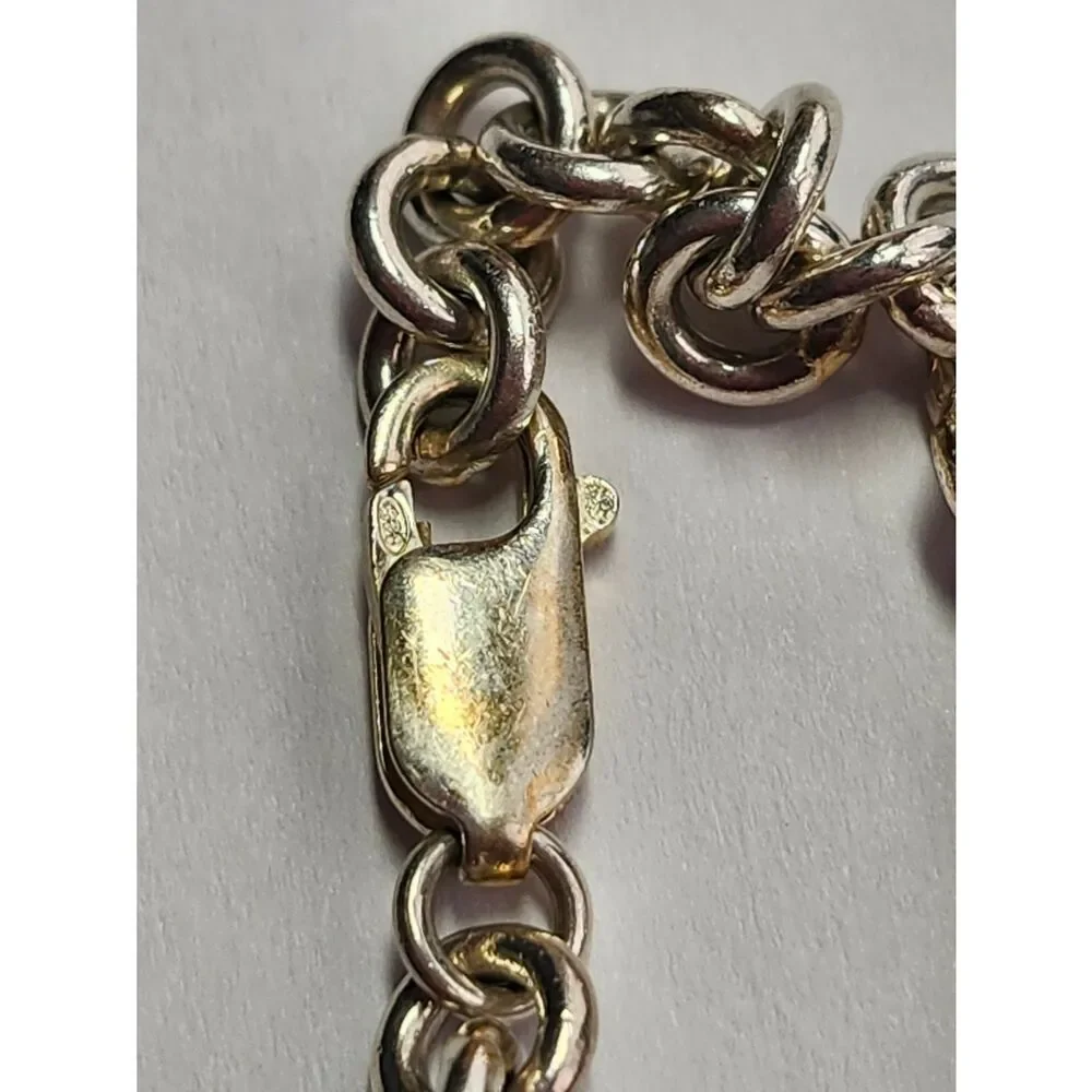 Sterling Silver Heart Charm Bracelet 6.75